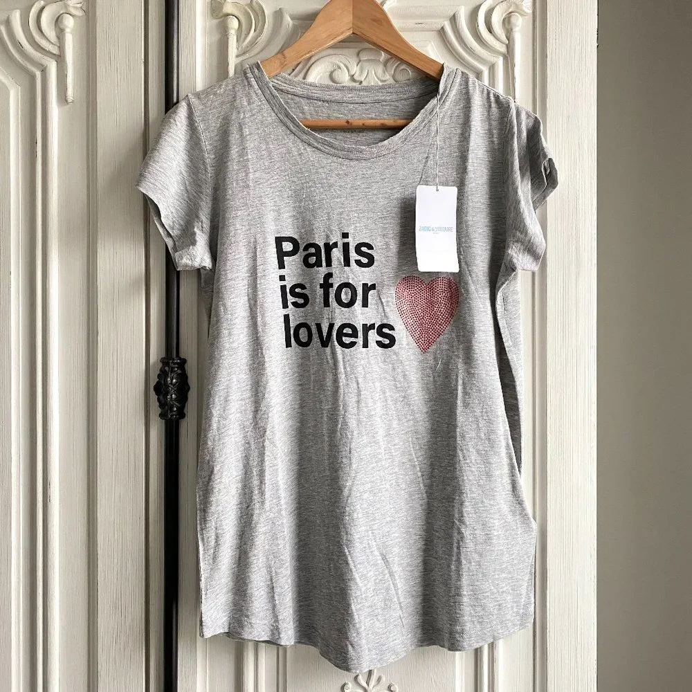 NWT ZADIG & VOLTAIRE Skinny Paris Is For Lovers T-Shirt - Picture 2 of 13